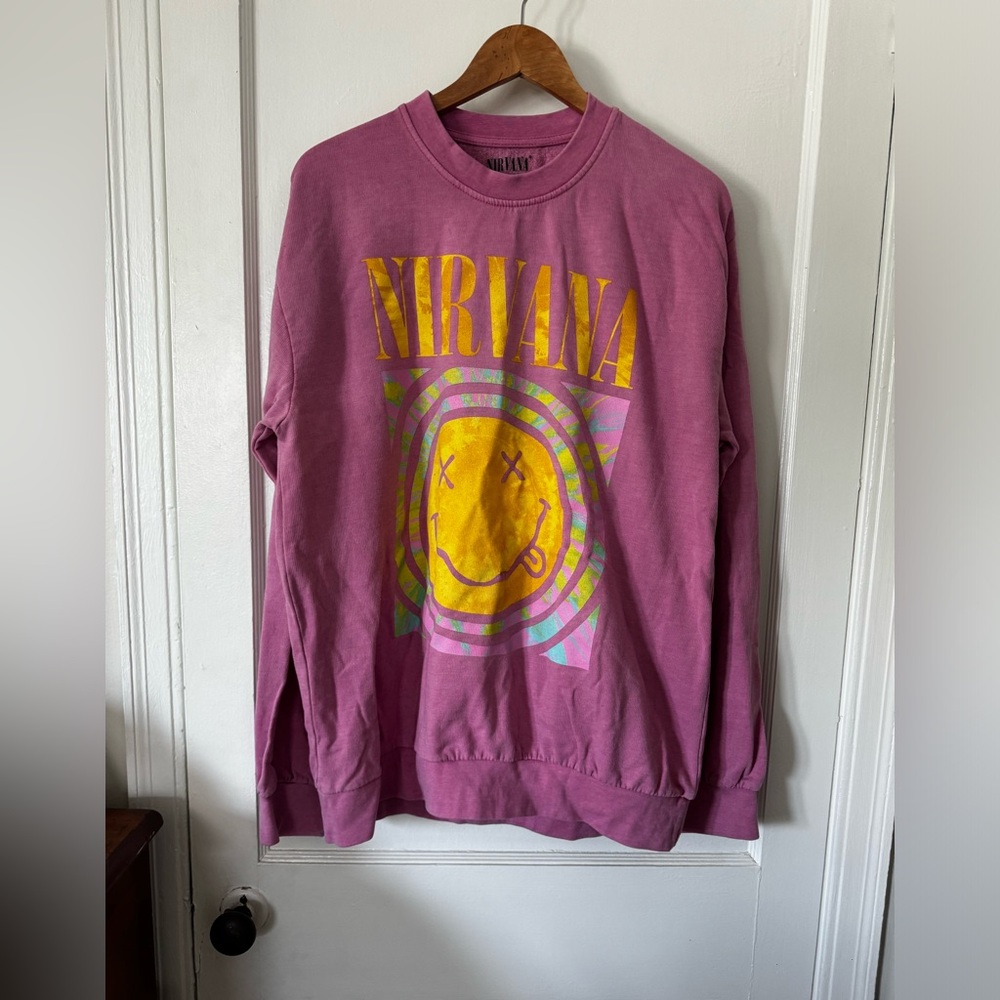 NIRVANA Pink Sweatshirt with Yellow Logo